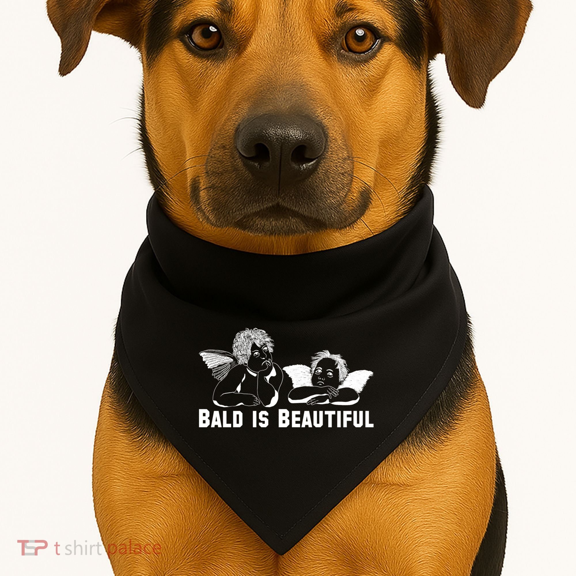 Bald Is Beautiful Angels Black Gift USA-Made Doggie Bandana