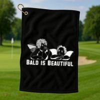 Bald Is Beautiful Angels Black Gift Golf Towel thumb 1