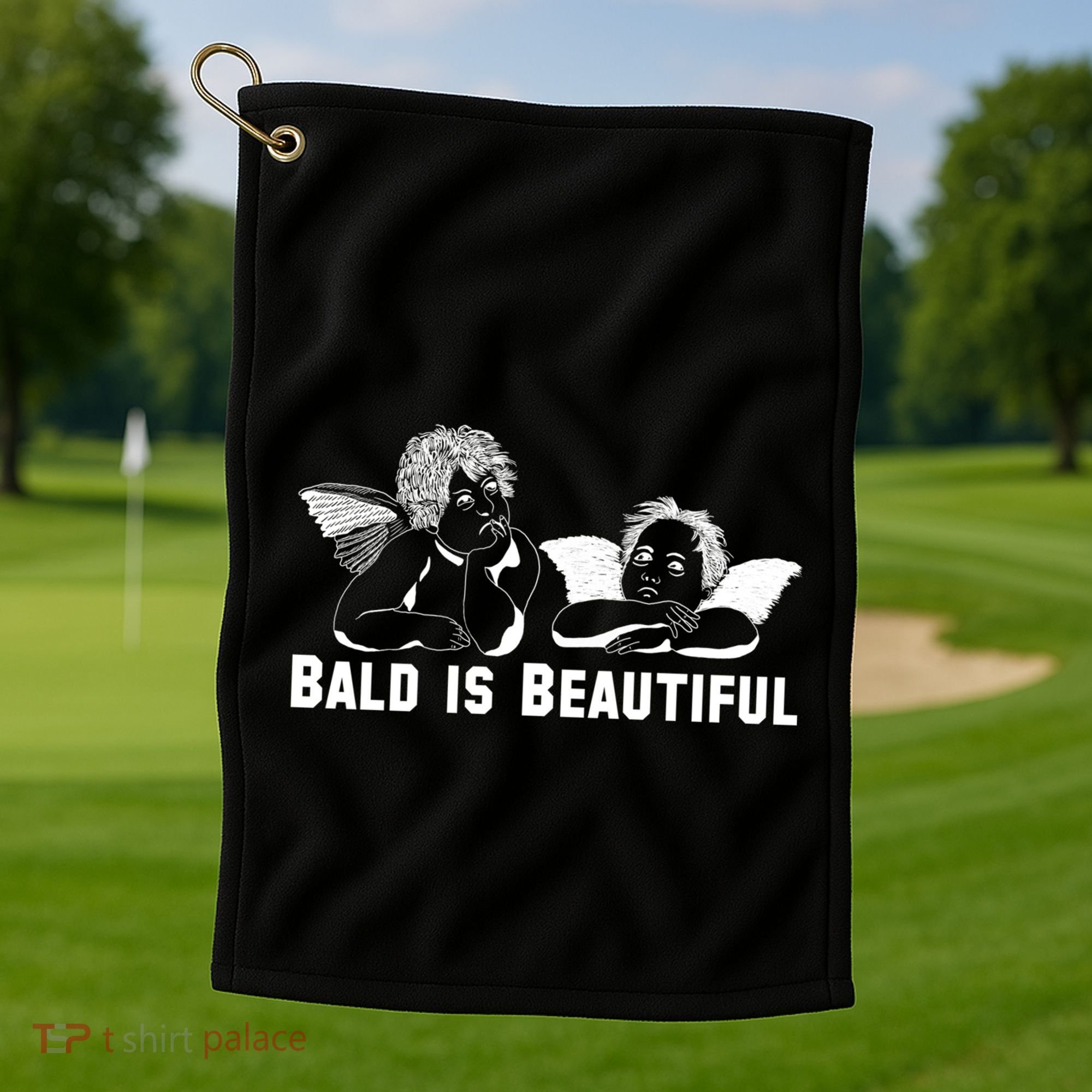 Bald Is Beautiful Angels Black Gift Golf Towel
