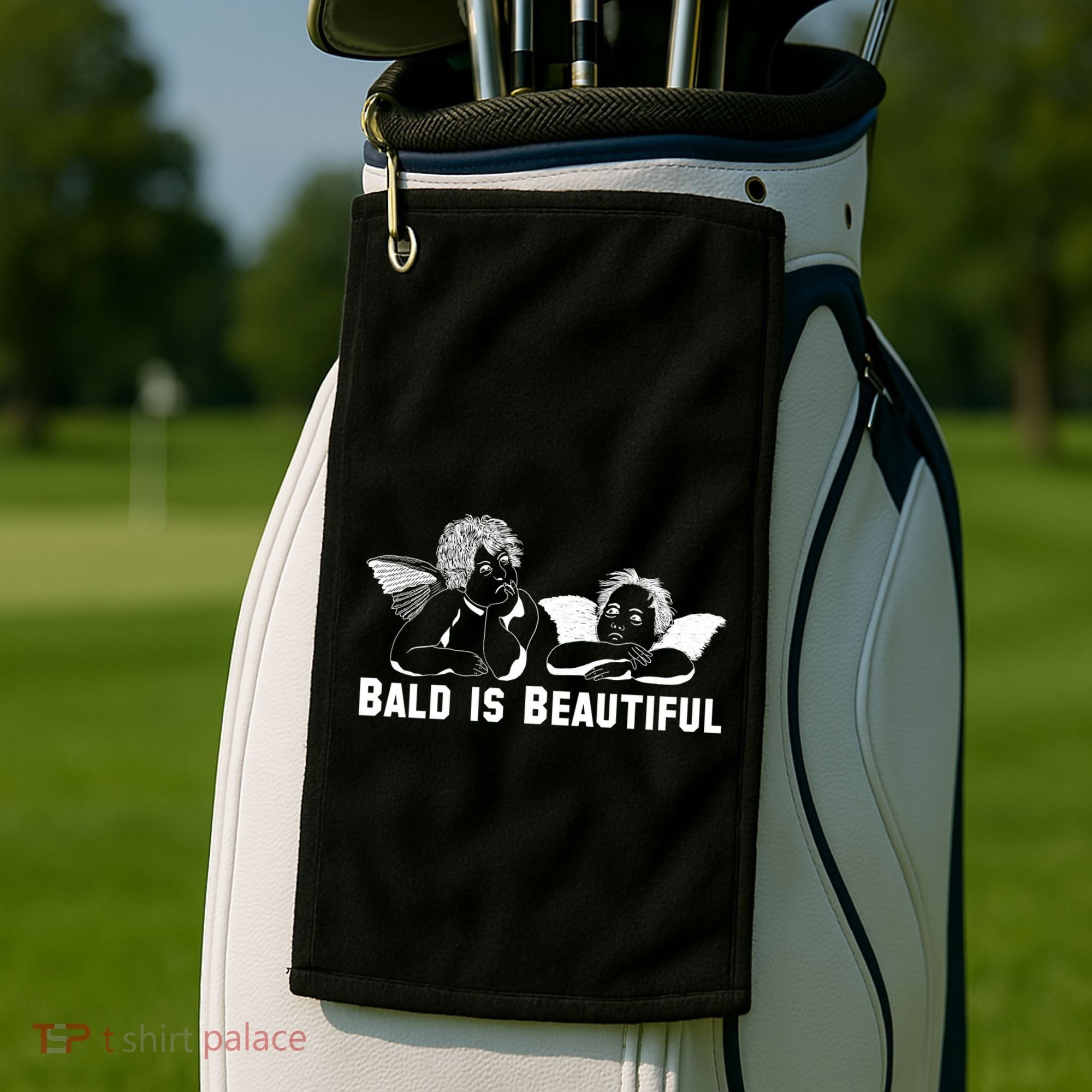 Bald Is Beautiful Angels Black Gift Golf Towel