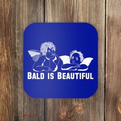 Bald Is Beautiful Angels Black Gift Coaster