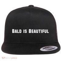 Bald Is Beautiful Black Gift Flat Bill Trucker Hat thumb 0