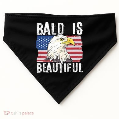 Bald Is Beautiful 4th Of July Independence Day Bald Eagle USA-Made Doggie Bandana