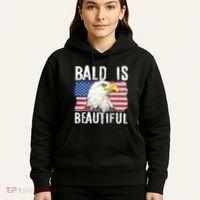 Bald Is Beautiful 4th Of July Independence Day Bald Eagle Hoodie thumb 5