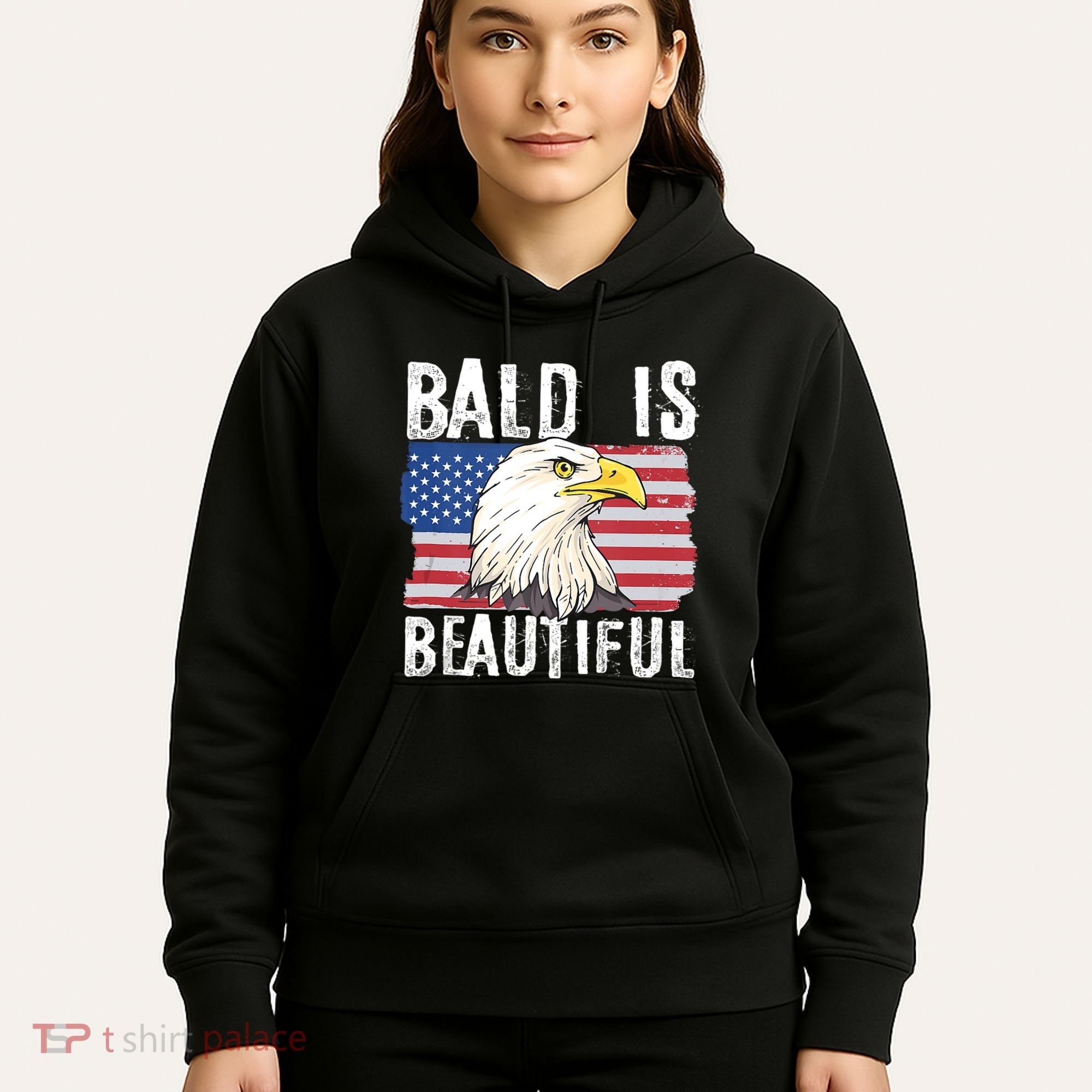 Bald Is Beautiful 4th Of July Independence Day Bald Eagle Hoodie