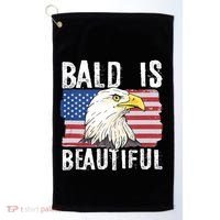 Bald Is Beautiful 4th Of July Independence Day Bald Eagle Golf Towel thumb 0