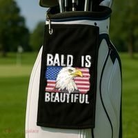 Bald Is Beautiful 4th Of July Independence Day Bald Eagle Golf Towel thumb 2