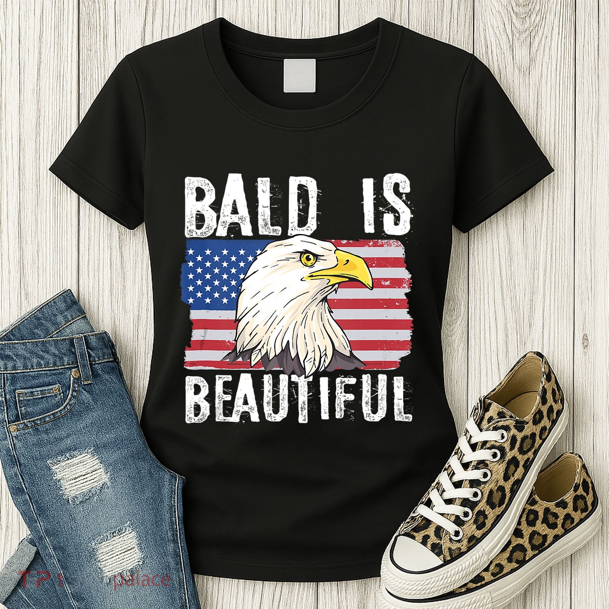 Bald Is Beautiful 4th Of July Independence Day Bald Eagle Women's T-Shirt