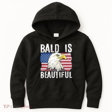 Bald Is Beautiful 4th Of July Independence Day Bald Eagle Kids Hoodie
