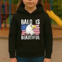 Bald Is Beautiful 4th Of July Independence Day Bald Eagle Kids Hoodie thumb 3