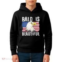 Bald Is Beautiful 4th Of July Independence Day Bald Eagle Kids Hoodie thumb 4