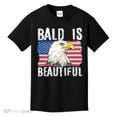 Bald Is Beautiful 4th Of July Independence Day Bald Eagle Kids T-Shirt
