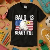 Bald Is Beautiful 4th Of July Independence Day Bald Eagle Kids T-Shirt thumb 3