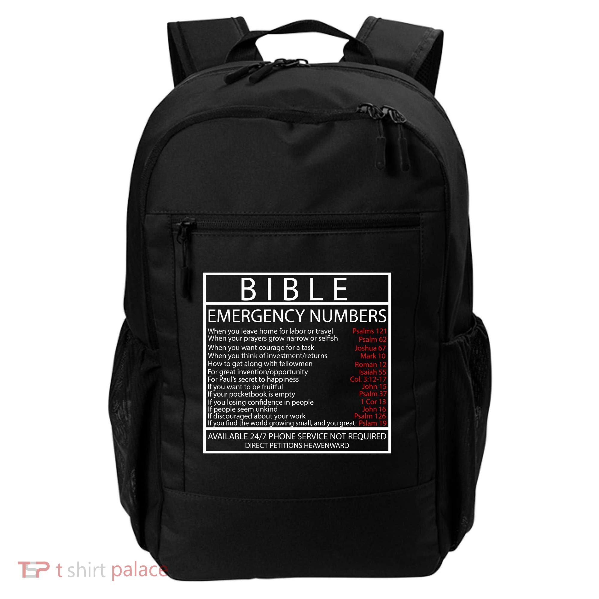 Bible Emergency Hotline Numbers Backpack