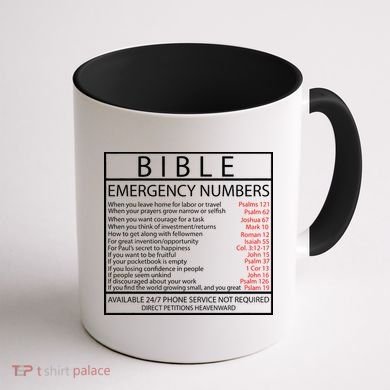 Bible Emergency Hotline Numbers Coffee Mug back