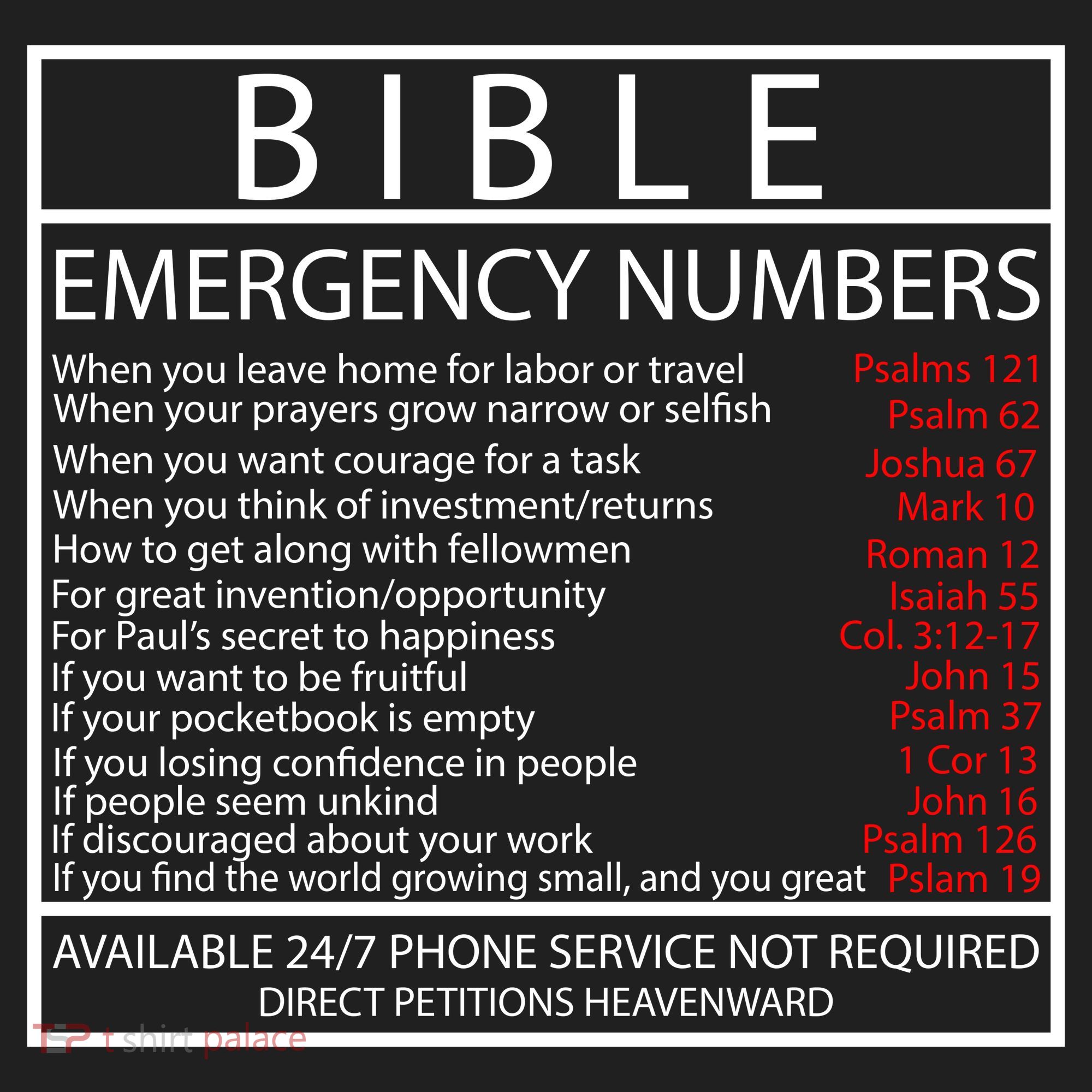 Bible Emergency Hotline Numbers Hat