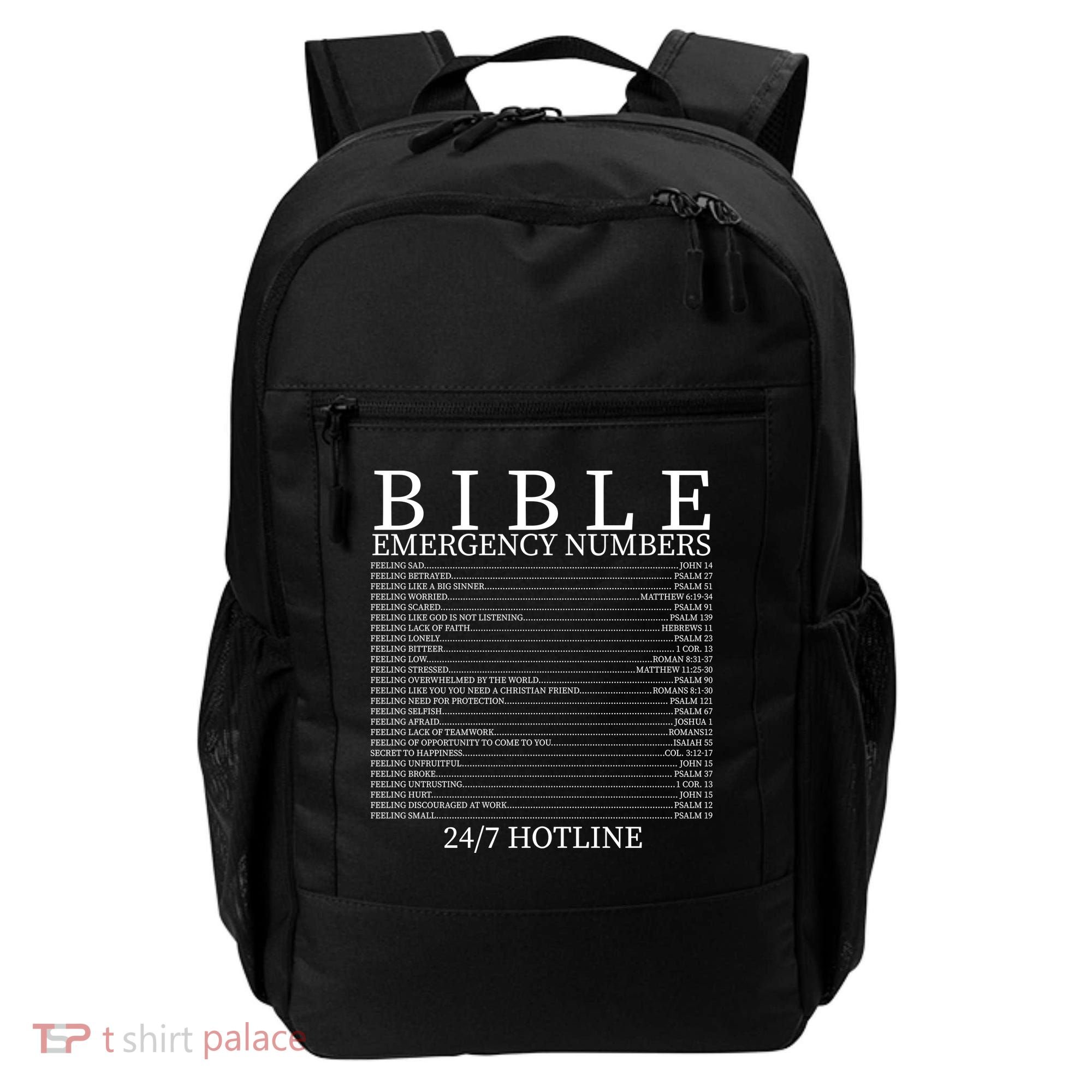 Bible Emergency Numbers Backpack