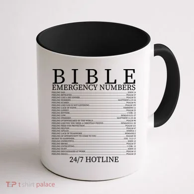 Bible Emergency Numbers Coffee Mug back