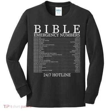 Bible Emergency Numbers Kids Long Sleeve Shirt