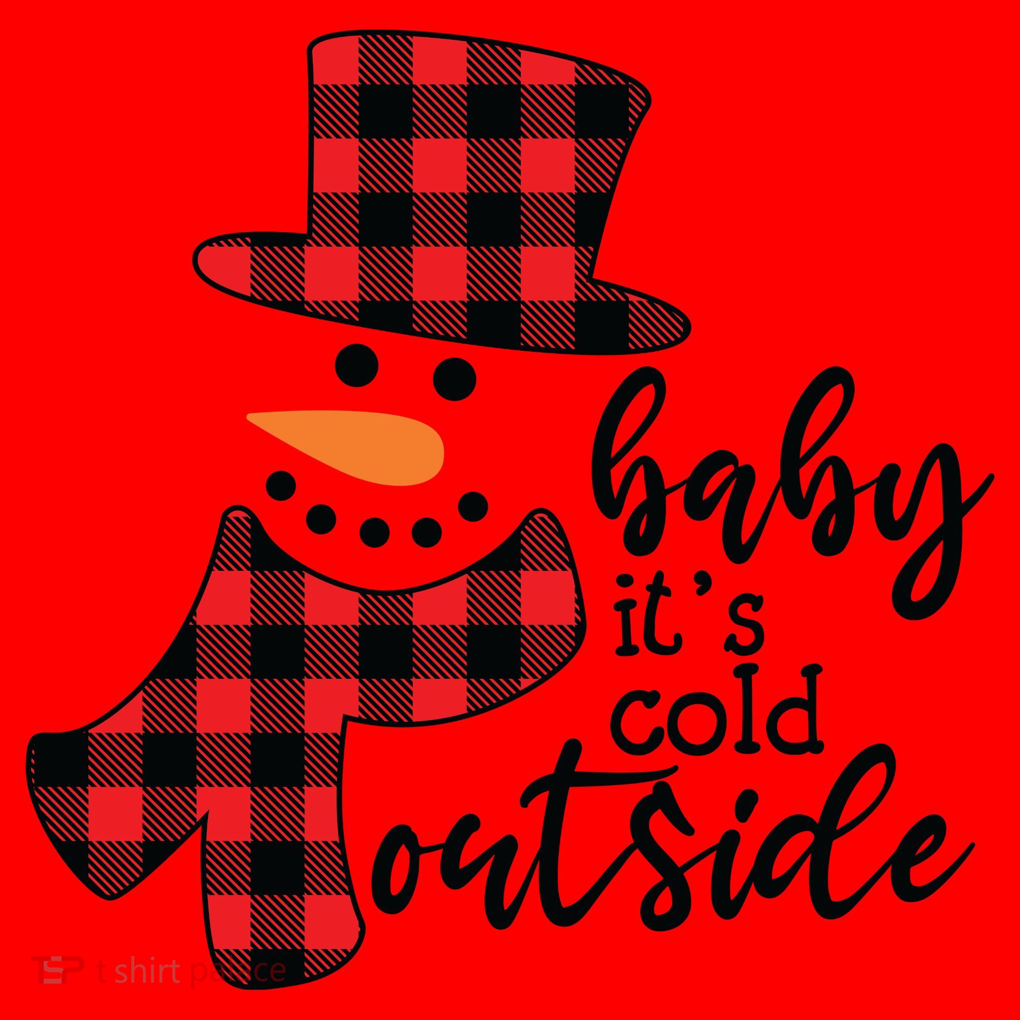 Baby It's Cold Outside Snowman Buffalo Plaid Pajama Xmas Gift Santa Hat