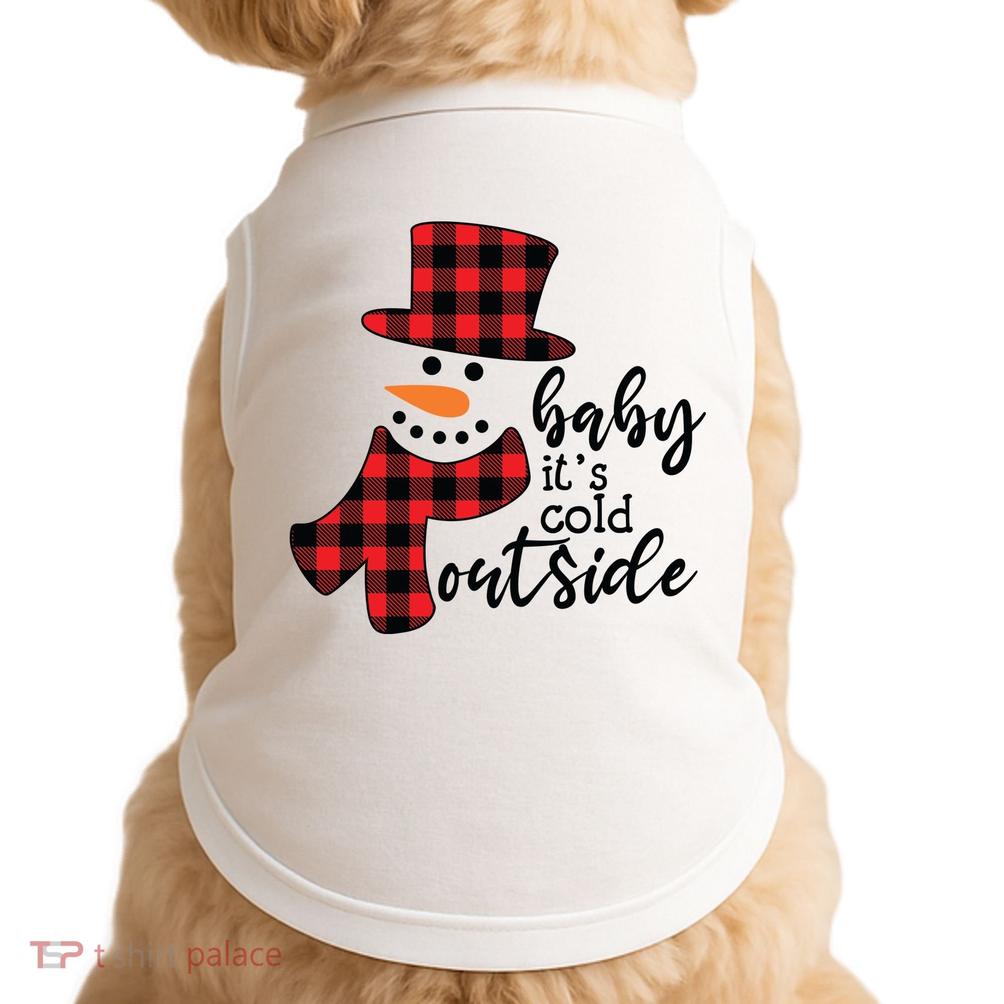 Baby It's Cold Outside Snowman Buffalo Plaid Pajama Xmas Gift Doggie Tank