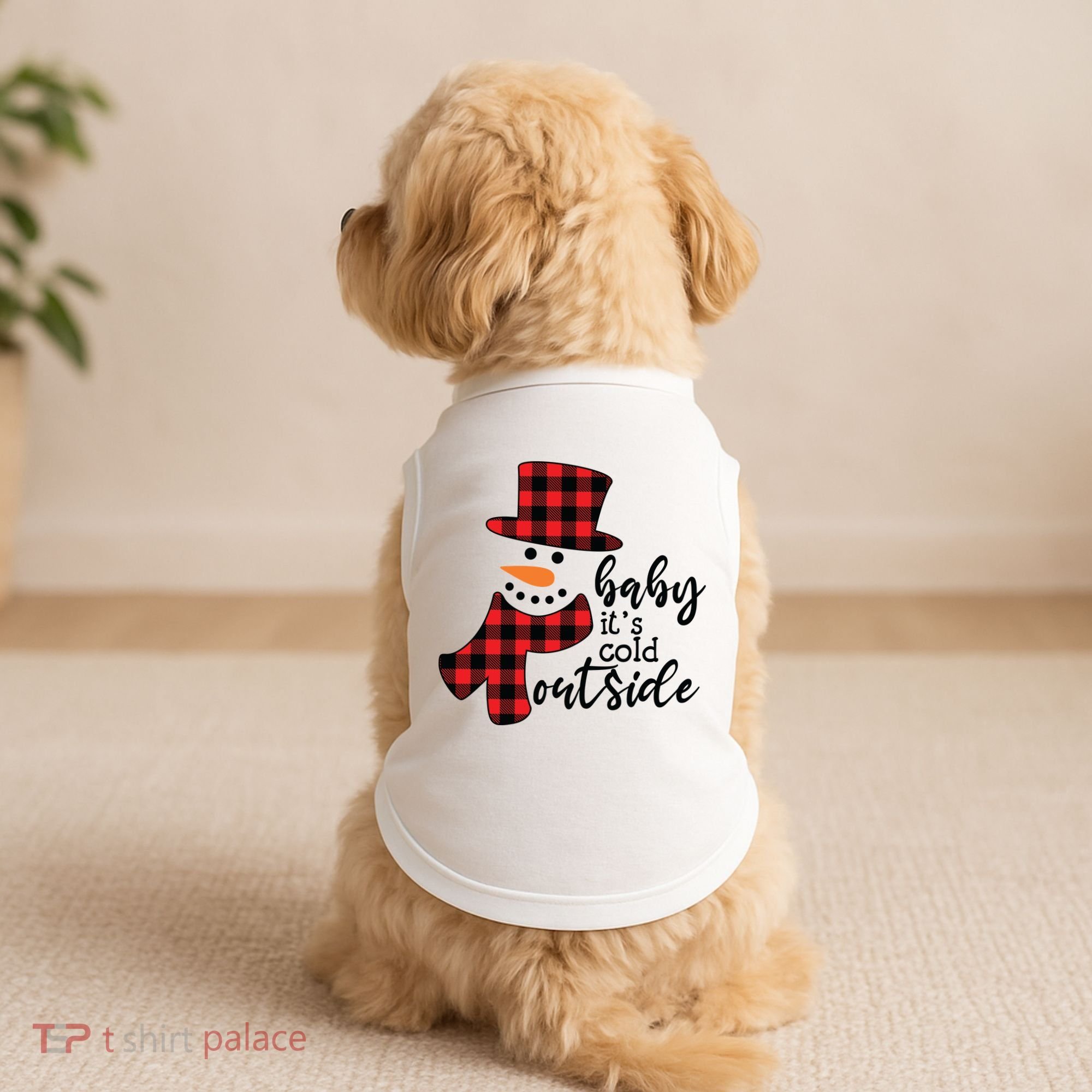 Baby It's Cold Outside Snowman Buffalo Plaid Pajama Xmas Gift Doggie Tank