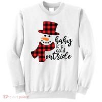 Baby It's Cold Outside Snowman Buffalo Plaid Pajama Xmas Gift Sweatshirt thumb 0