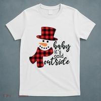 Baby It's Cold Outside Snowman Buffalo Plaid Pajama Xmas Gift T-Shirt thumb 5