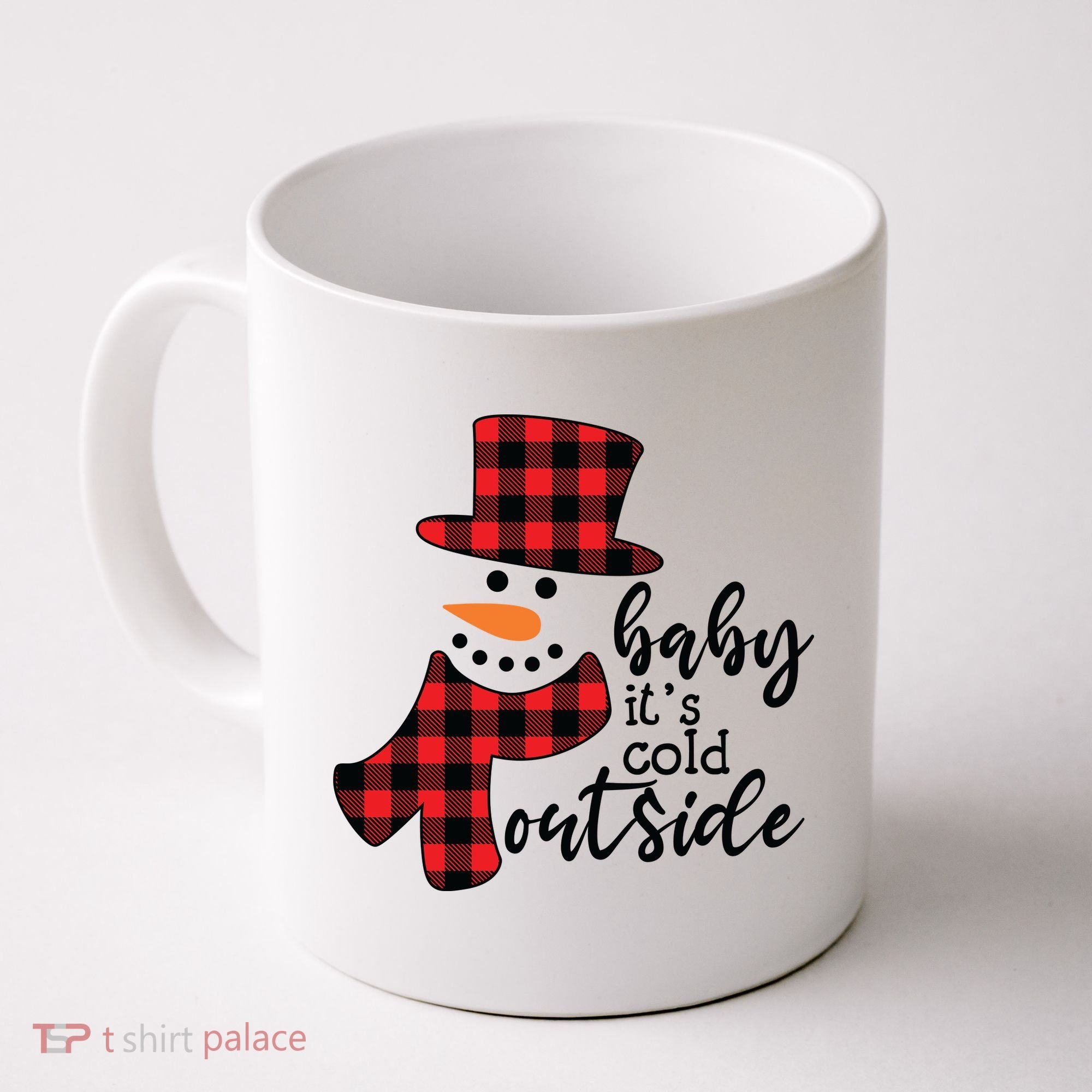 Baby It's Cold Outside Snowman Buffalo Plaid Pajama Xmas Gift Coffee Mug