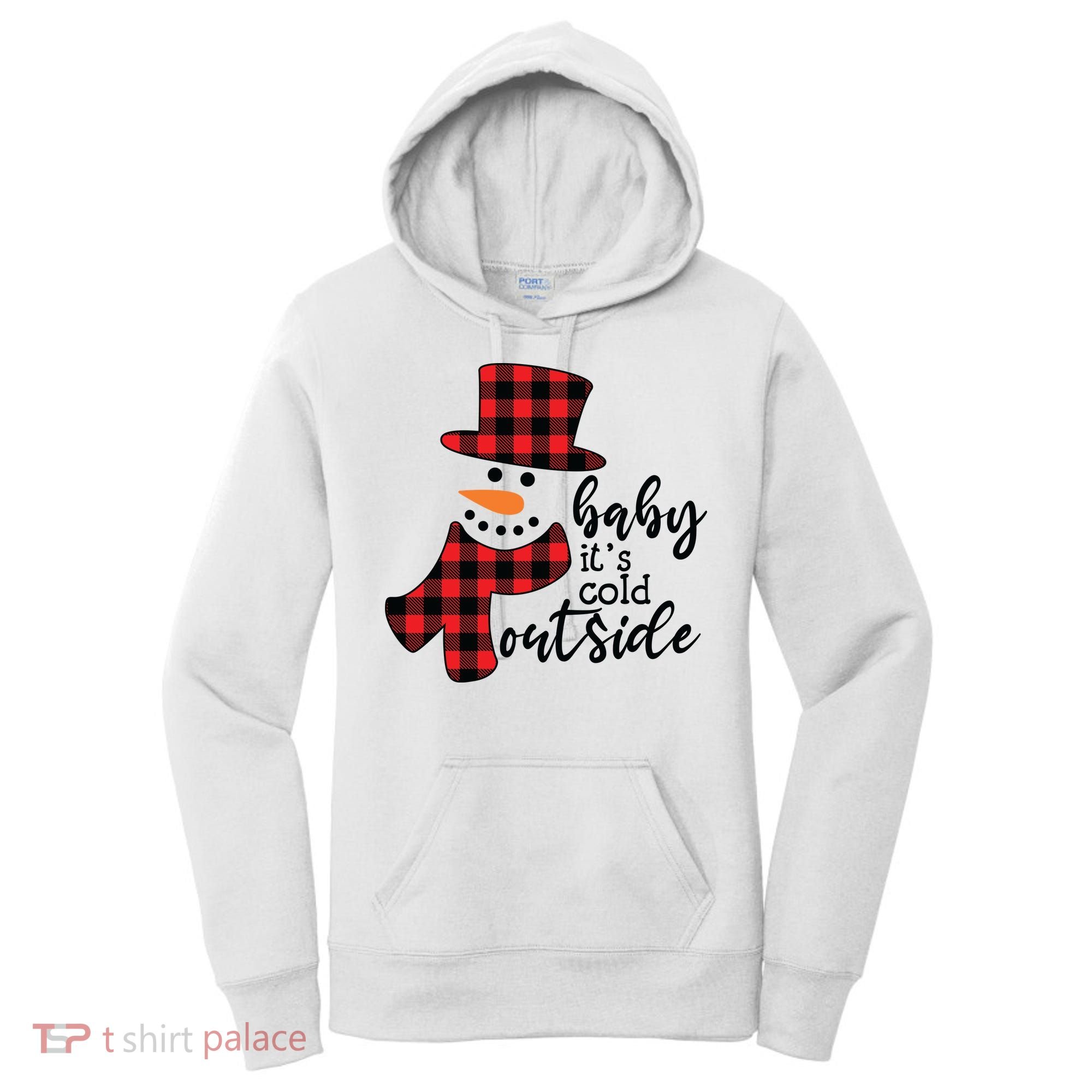 Baby It's Cold Outside Snowman Buffalo Plaid Pajama Xmas Gift Women's Hoodie