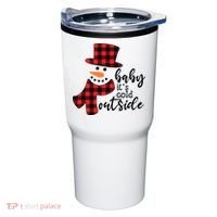 Baby It's Cold Outside Snowman Buffalo Plaid Pajama Xmas Gift Tumbler thumb 0