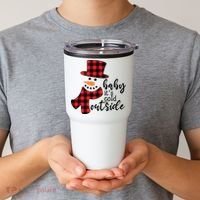 Baby It's Cold Outside Snowman Buffalo Plaid Pajama Xmas Gift Tumbler thumb 2