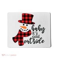 Baby It's Cold Outside Snowman Buffalo Plaid Pajama Xmas Gift Mousepad thumb 0