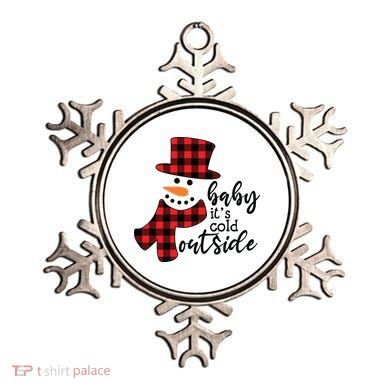 Baby It's Cold Outside Snowman Buffalo Plaid Pajama Xmas Gift Ornament