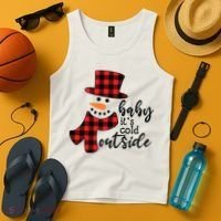 Baby It's Cold Outside Snowman Buffalo Plaid Pajama Xmas Gift Tank Top thumb 4