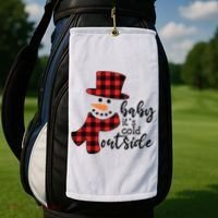 Baby It's Cold Outside Snowman Buffalo Plaid Pajama Xmas Gift Golf Towel thumb 2