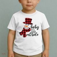Baby It's Cold Outside Snowman Buffalo Plaid Pajama Xmas Gift Toddler T-Shirt thumb 2