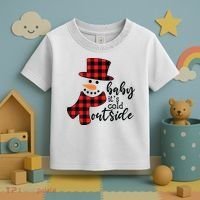 Baby It's Cold Outside Snowman Buffalo Plaid Pajama Xmas Gift Toddler T-Shirt thumb 3