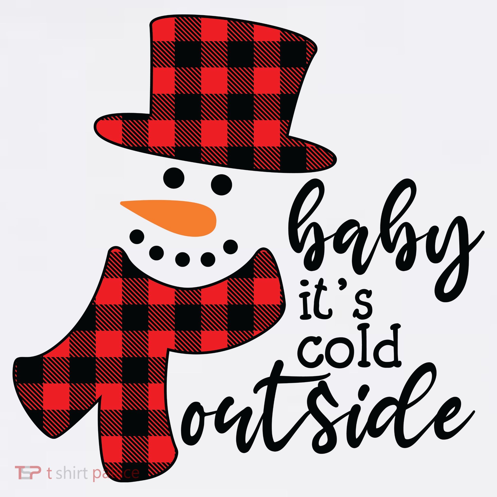 Baby It's Cold Outside Snowman Buffalo Plaid Pajama Xmas Gift Kids Hoodie