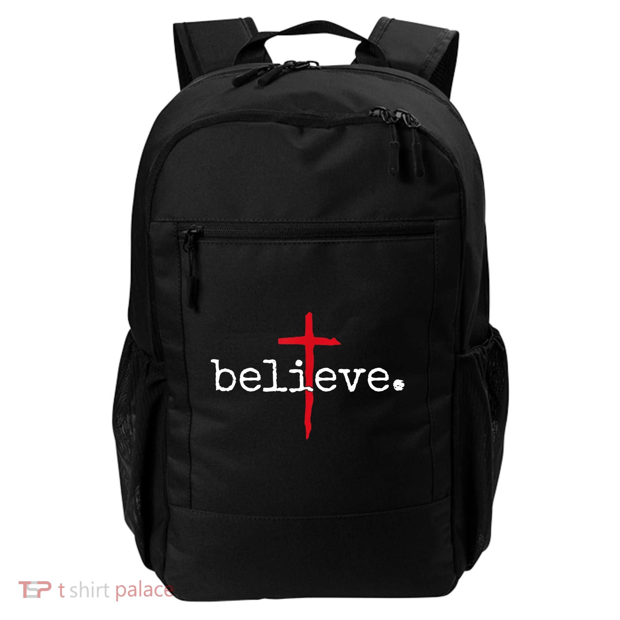 Believe In Cross Christian Saying Backpack