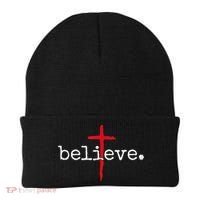 Believe In Cross Christian Saying Beanie thumb 0