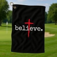 Believe In Cross Christian Saying Golf Towel thumb 1