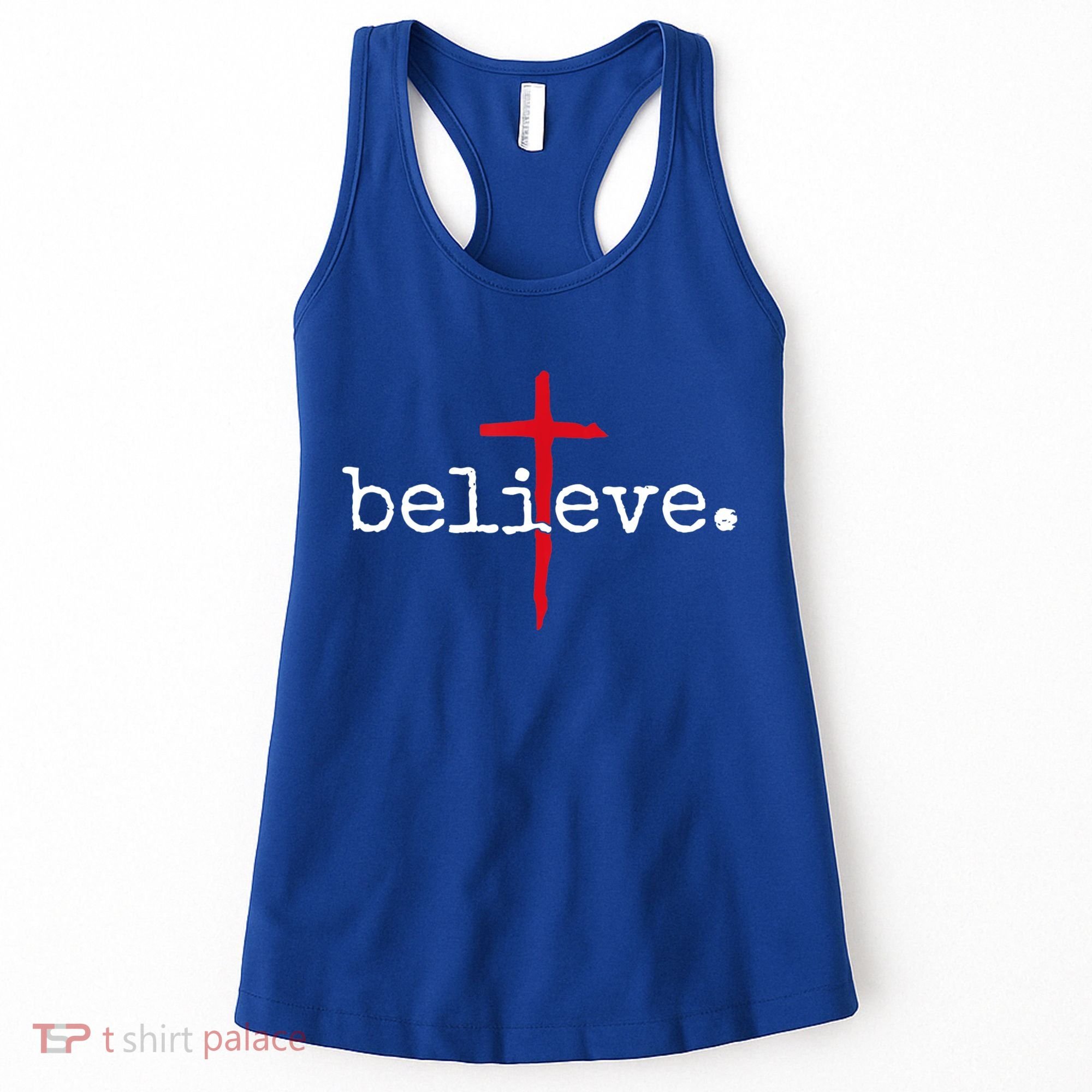 Believe In Cross Christian Saying Women's Tank Top