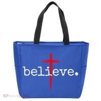 Believe In Cross Christian Saying Tote Bag thumb 0