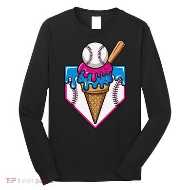 Baseball Ice Cream Dripping Drip Long Sleeve Shirt