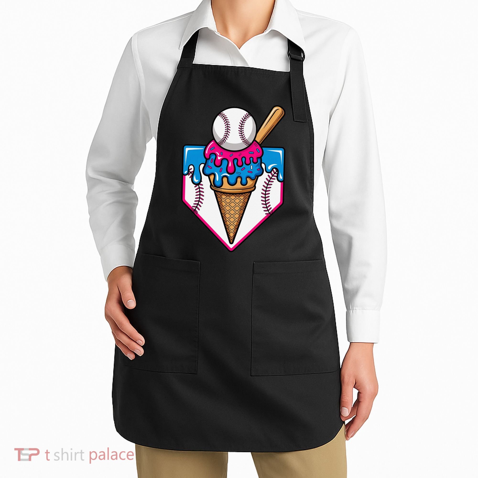 Baseball Ice Cream Dripping Drip Apron