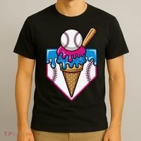 Baseball Ice Cream Dripping Drip T-Shirt thumb 3