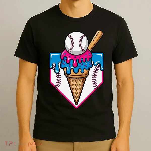 Baseball Ice Cream Dripping Drip T-Shirt