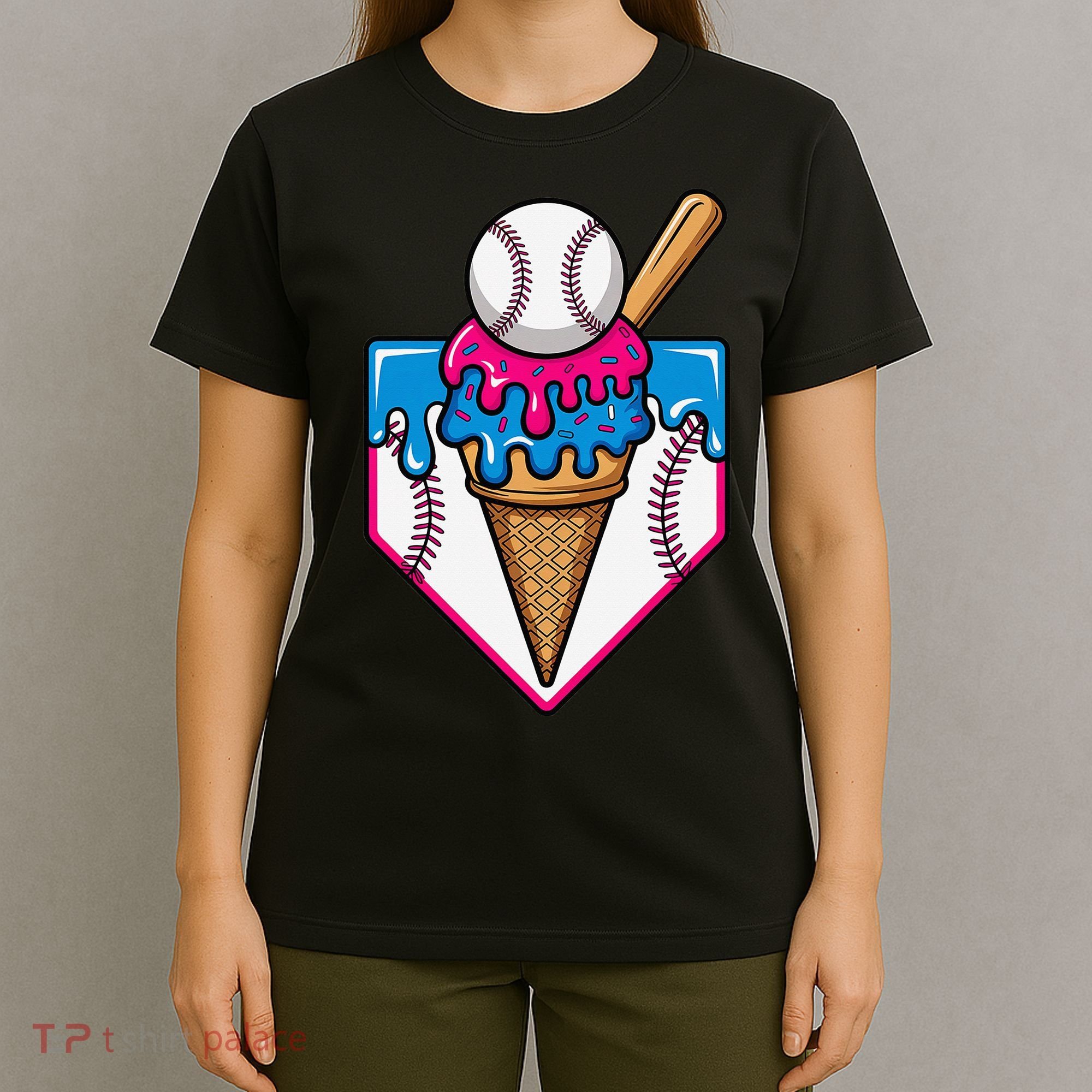 Baseball Ice Cream Dripping Drip T-Shirt