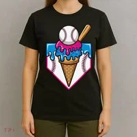 Baseball Ice Cream Dripping Drip T-Shirt thumb 4